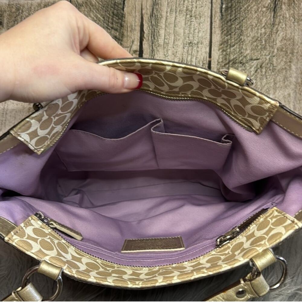 Coach Gold and Cream Shoulder Bag - Picture 9 of 12
